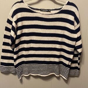 Vintage striped knit sweater 100% cotton with 3/4 length sleeves size small